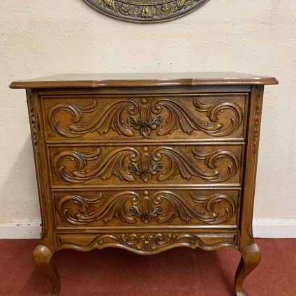 Fabulous French Shaped Carved Oak Commode/chest Of Four Drawers (4) - Now Sold