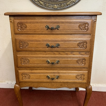 Stylish French Carved Oak Four Drawer Commode/chest Of Drawers (10)