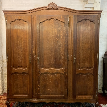 Fabulous French Carved Oak Three Door Armoire/wardrobe - Now Sold
