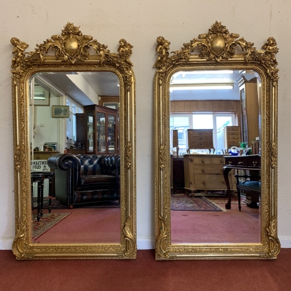 Stunning Pair Of Large Carved Gilt Mirrors - Now Sold