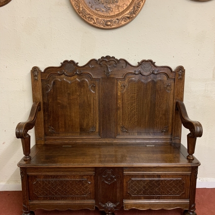 Outstanding Quality French Carved Oak Bench/settle/seat