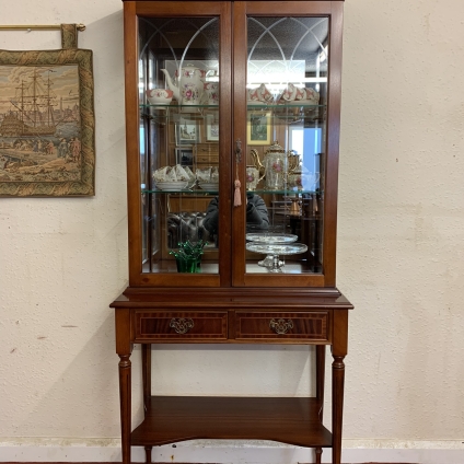 Outstanding Quality Inliad Mahogany Glazed Two Door Two Drawer Display Cabinet