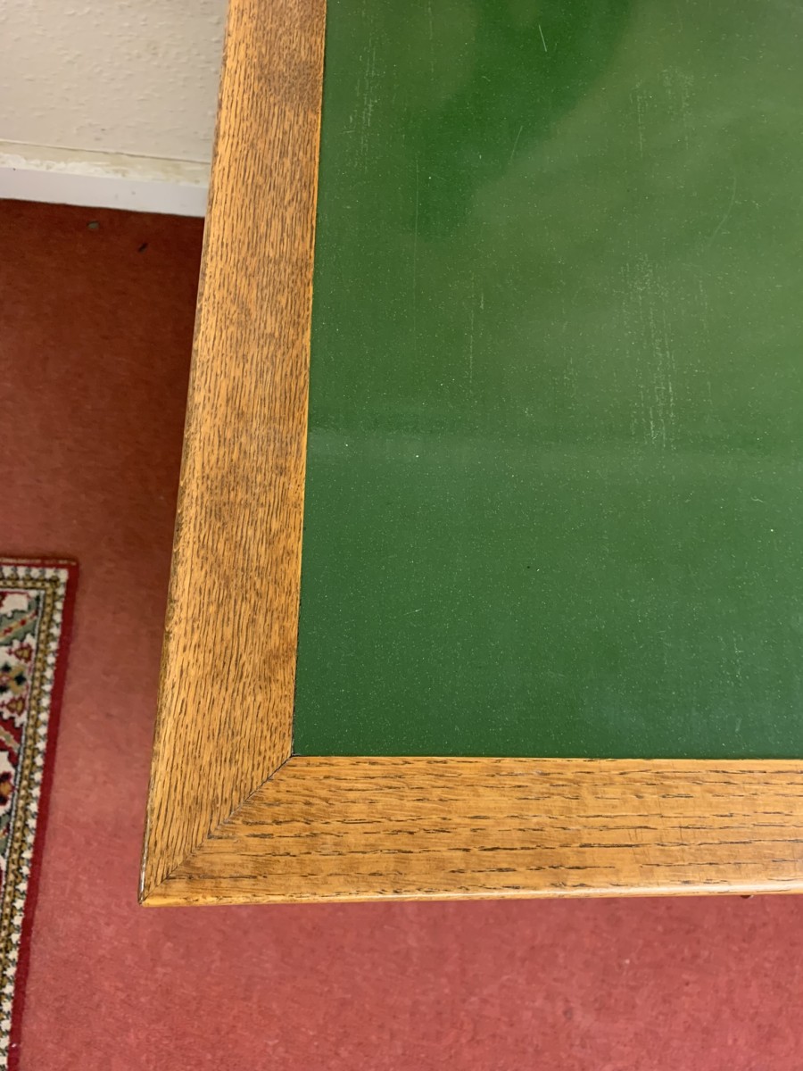 Outstanding Quality Antique Oak Leather Topped Industrial Pedestal Desk - Image 19