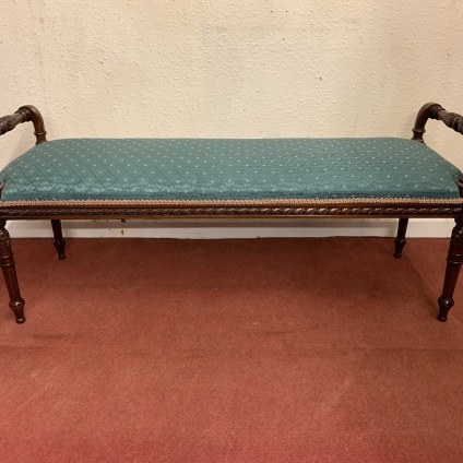 Fantastic Carved Mahogany Upholstered Window Seat - Now Sold