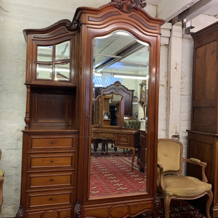 Stunning Antique French Carved Mahogany Combination Armoire/wardrobe Circa 1890