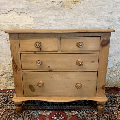 Fabulous Antique French Pine Chest Of Four Drawers Circa 1900