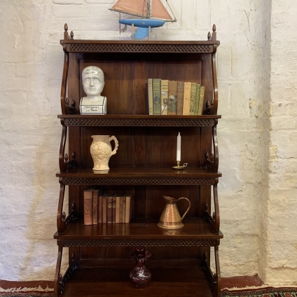 Chippendale Style Five Tier Mahogany Waterfall Bookcase
