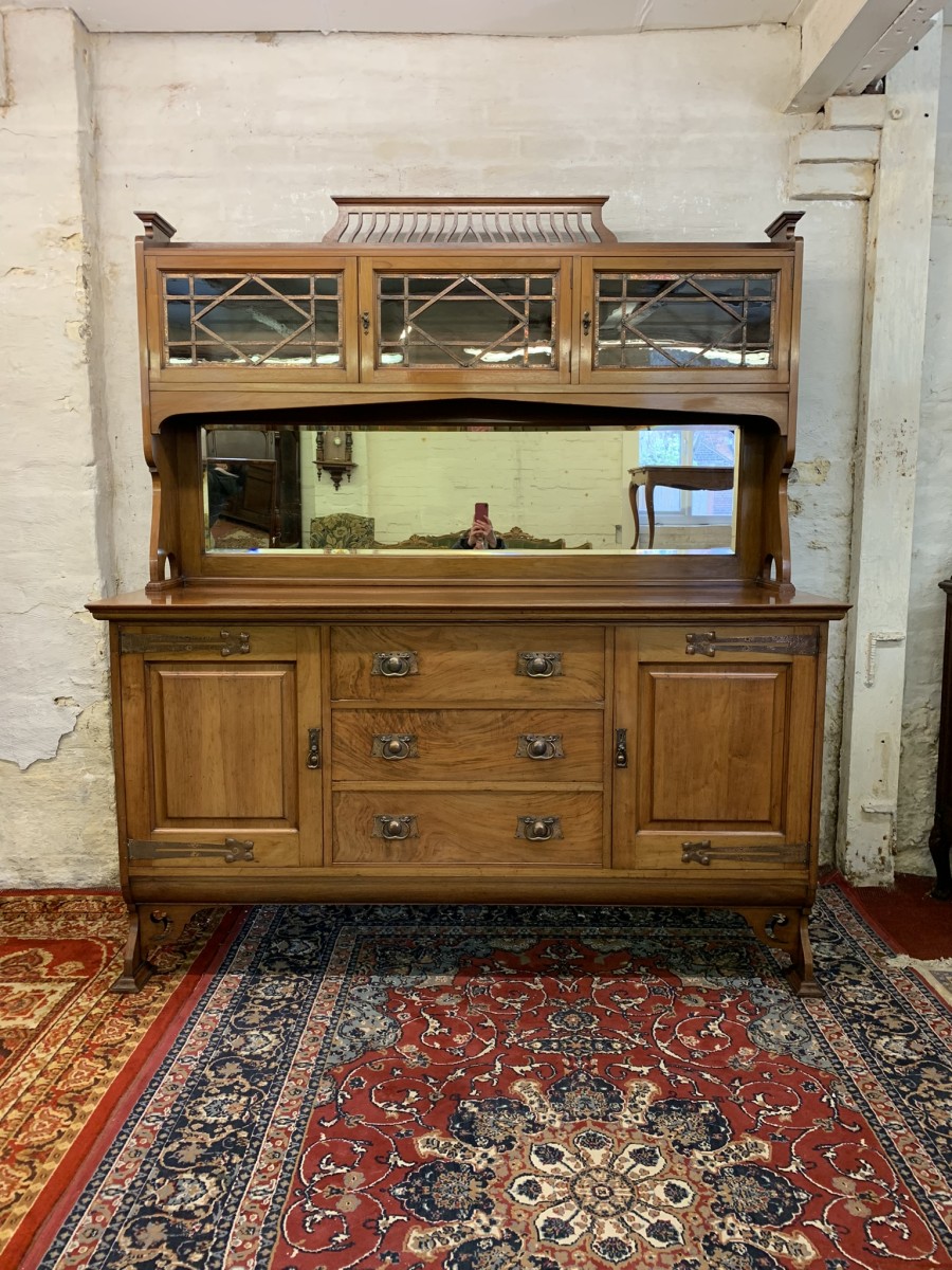 Stunning Walnut Arts And Crafts Mirrored Back Sideboard/dresser - Image 11