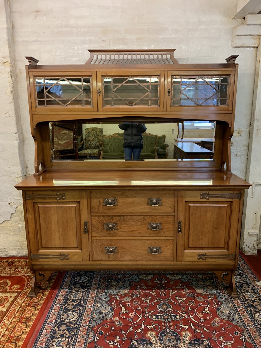 Stunning Walnut Arts And Crafts Mirrored Back Sideboard/dresser - Image 20