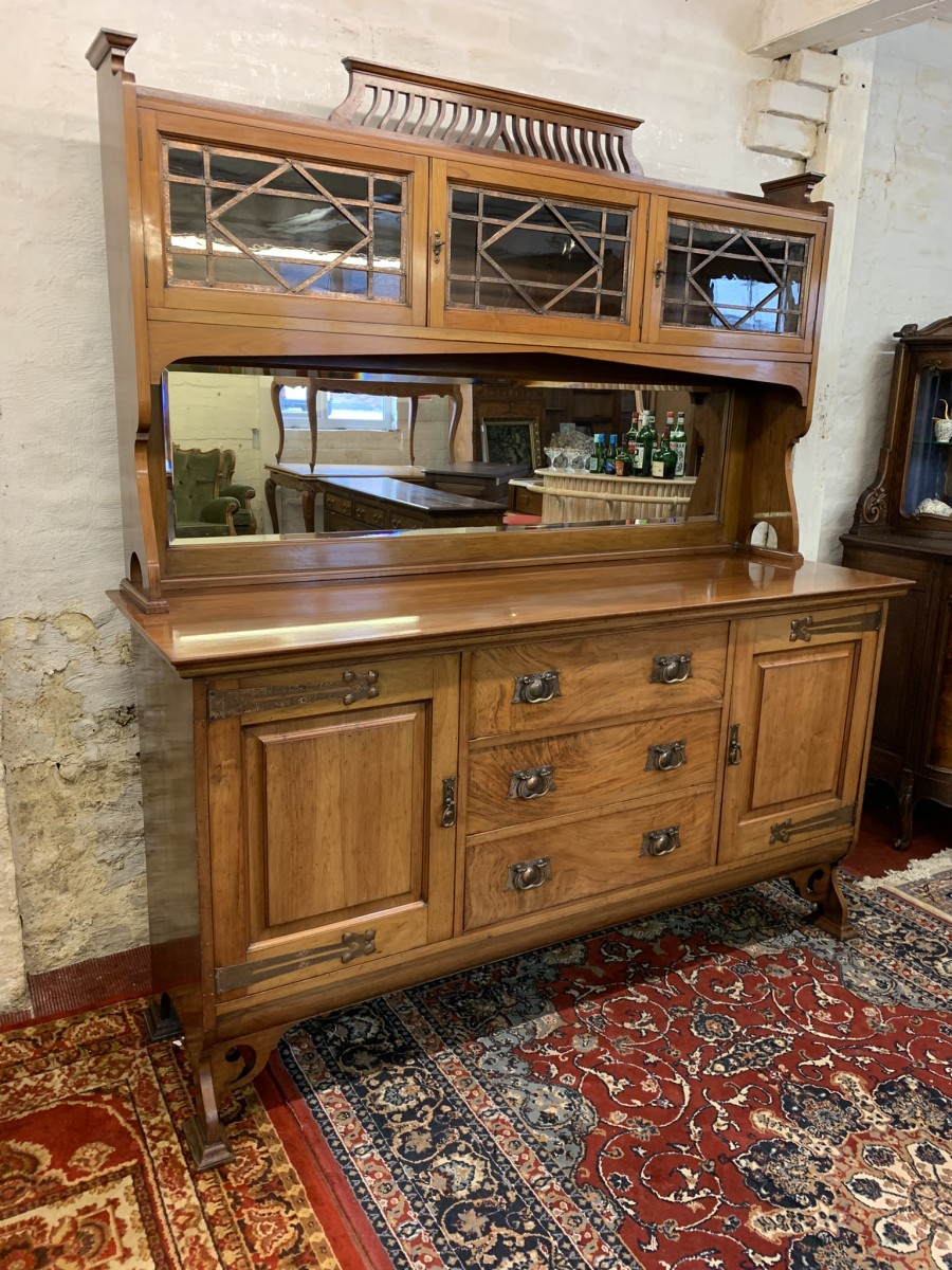 Stunning Walnut Arts And Crafts Mirrored Back Sideboard/dresser - Image 21