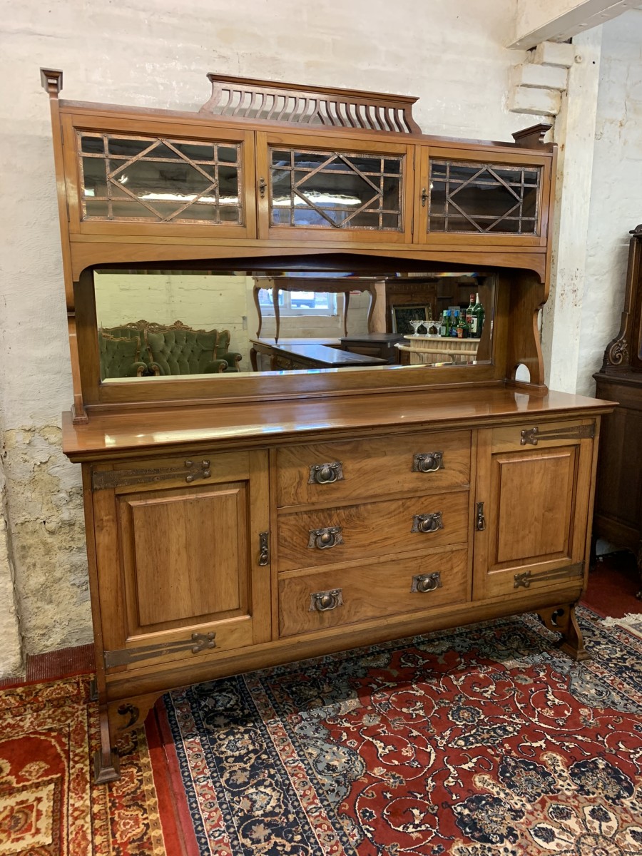 Stunning Walnut Arts And Crafts Mirrored Back Sideboard/dresser - Image 22