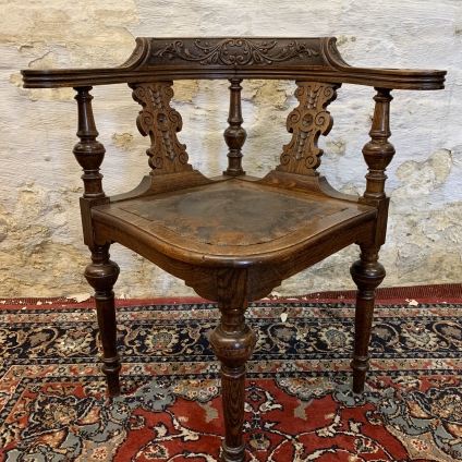 Fantastic Antique French Carved Oak Corner Chair Circa 1910