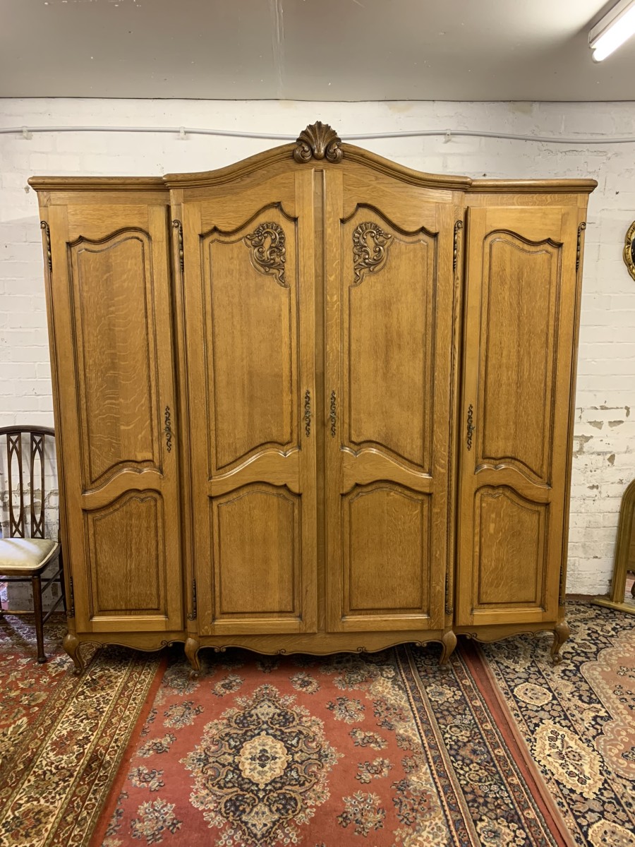 Fantastic French Carved Oak Four-door Breakfront Armoire/wardrobe - Image 2