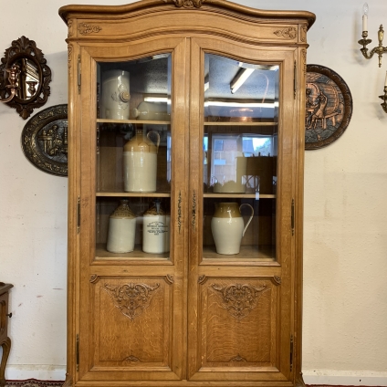 Fabulous Quality French Carved Oak Glazed Cabinet/cupboard Circa 1930