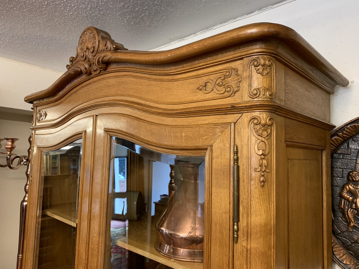 Fabulous Quality French Carved Oak Glazed Cabinet/cupboard Circa 1930 - Image 5