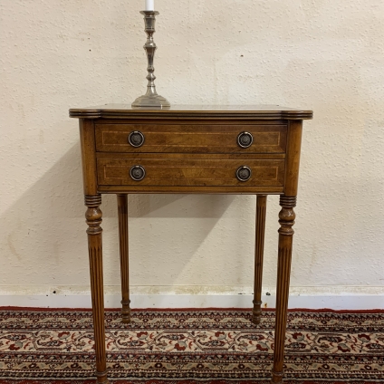 Outstanding Quality Inlaid Burr Walnut Two Drawer Side Table