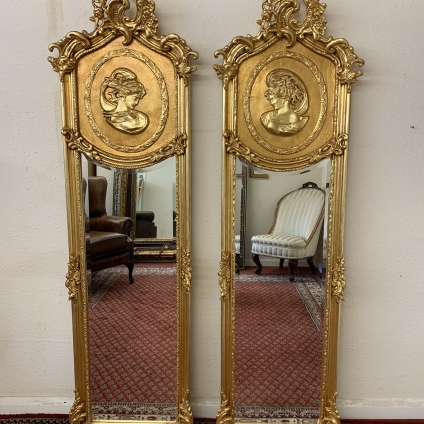 Fabulous Pair Of French Carved Gilt Pier Mirrors