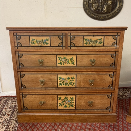 Stunning Antique Walnut Arts And Crafts Chest Of Drawers Circa 1895