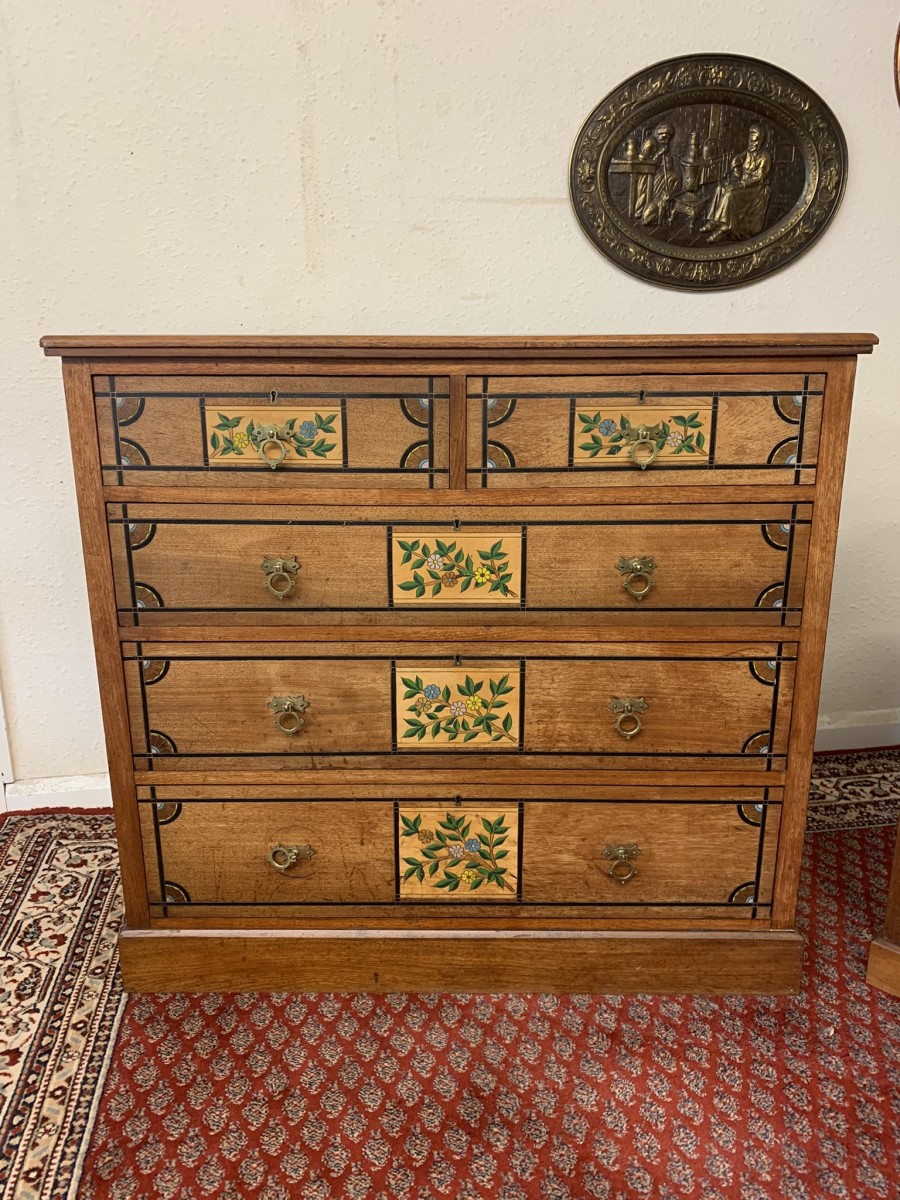 Stunning Antique Walnut Arts And Crafts Chest Of Drawers Circa 1895