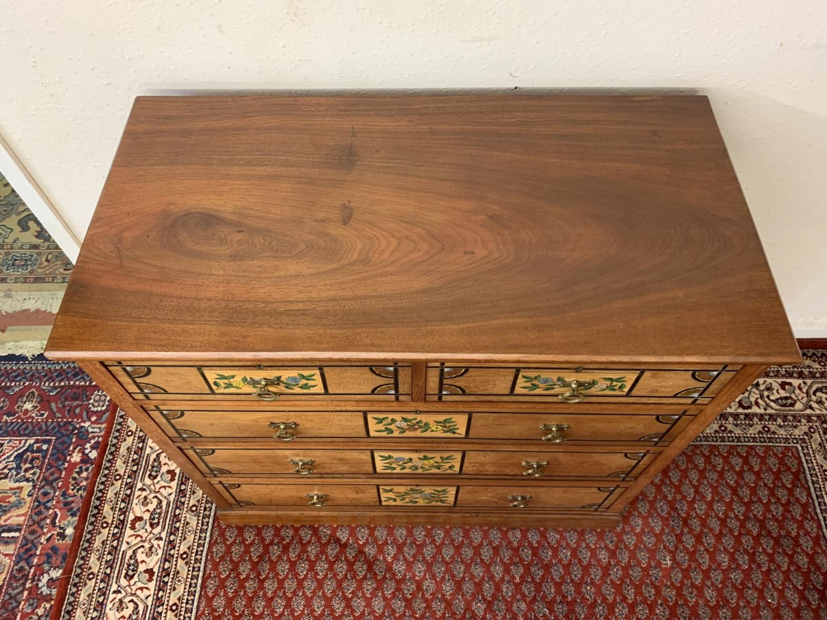 Stunning Antique Walnut Arts And Crafts Chest Of Drawers Circa 1895 - Image 2