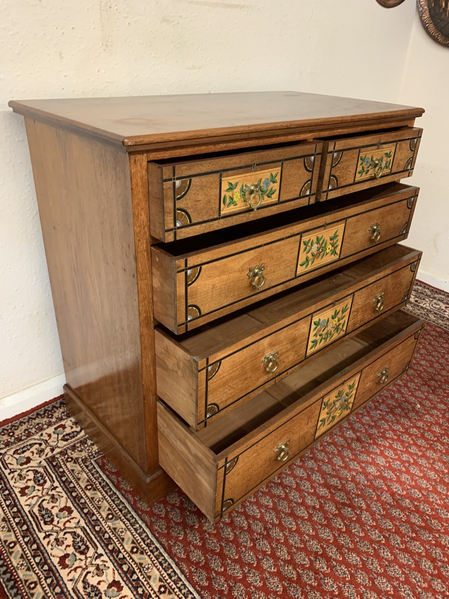 Stunning Antique Walnut Arts And Crafts Chest Of Drawers Circa 1895 - Image 3
