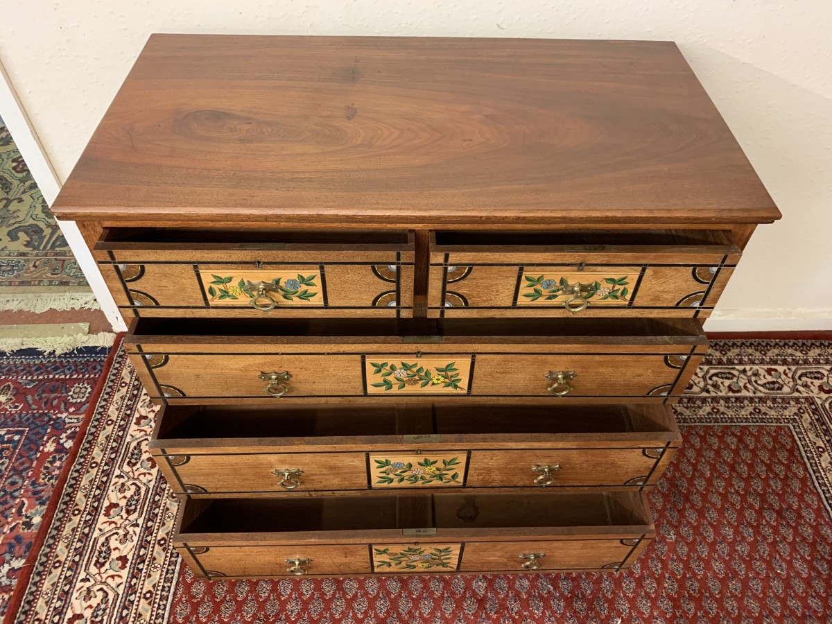 Stunning Antique Walnut Arts And Crafts Chest Of Drawers Circa 1895 - Image 4