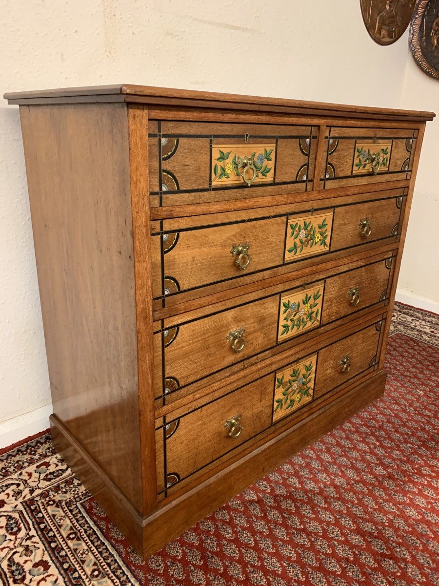 Stunning Antique Walnut Arts And Crafts Chest Of Drawers Circa 1895 - Image 6