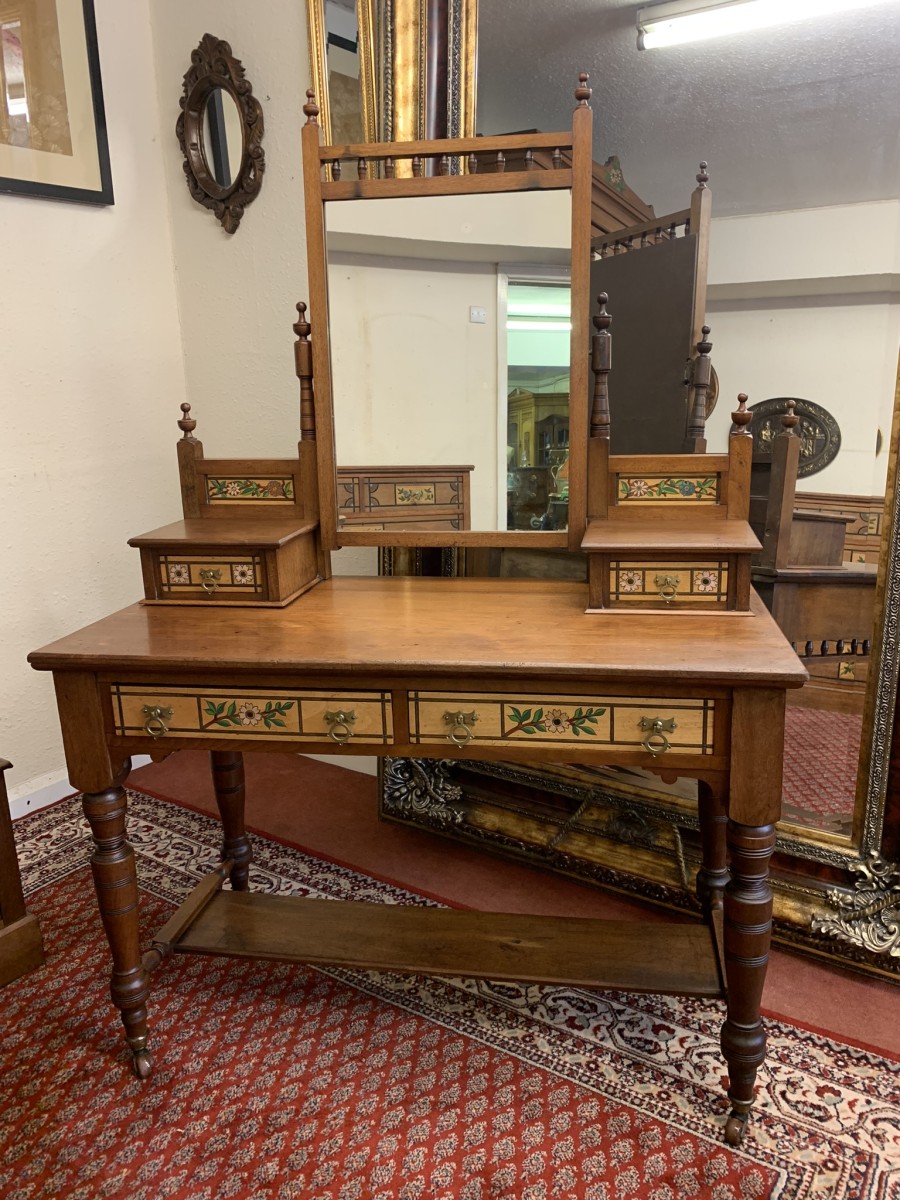 Fabulous Walnut Arts And Crafts Dressing Table Circa 1895
