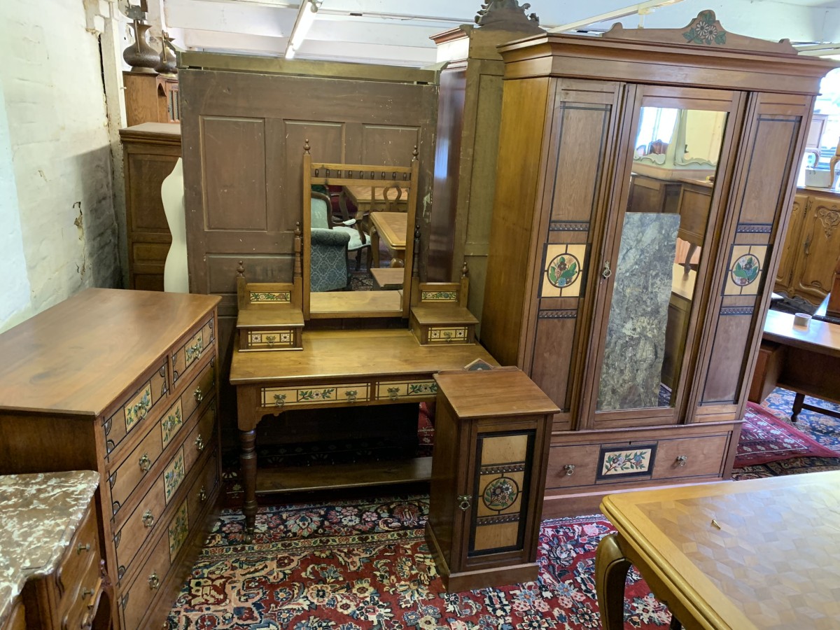 Fabulous Walnut Arts And Crafts Dressing Table Circa 1895 - Image 2