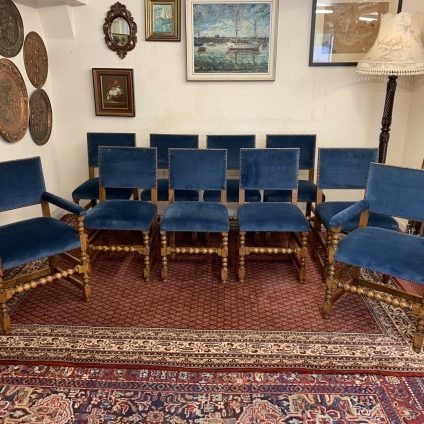 Outstanding Quality Set Of Ten Country Oak Dining Chairs