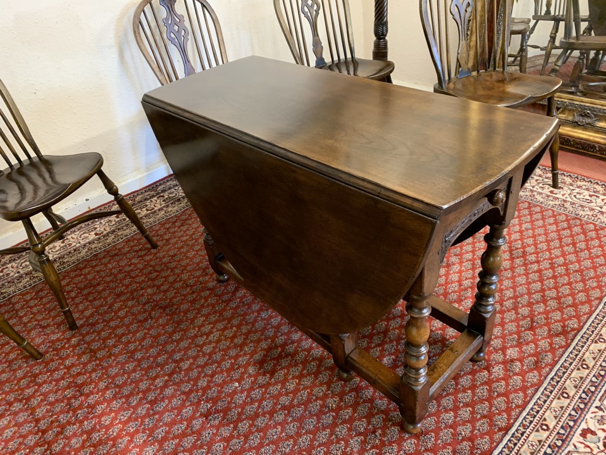 Quality Oak Gate Leg Table With Six Matching Crinoline Stretcher Chairs - Image 17