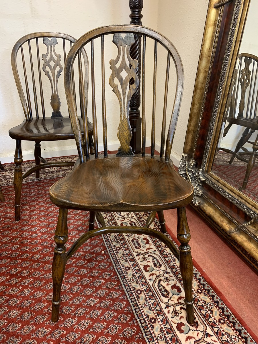 Quality Oak Gate Leg Table With Six Matching Crinoline Stretcher Chairs - Image 19