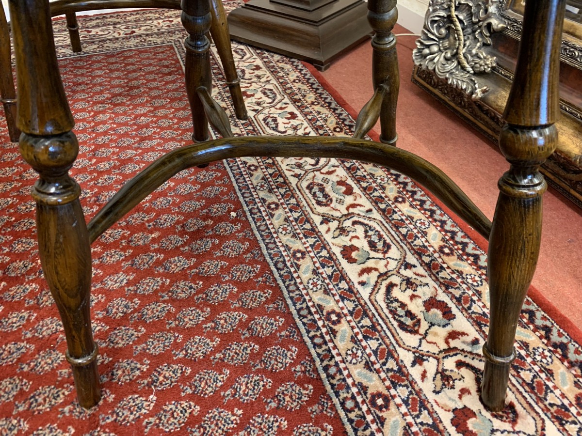 Quality Oak Gate Leg Table With Six Matching Crinoline Stretcher Chairs - Image 20