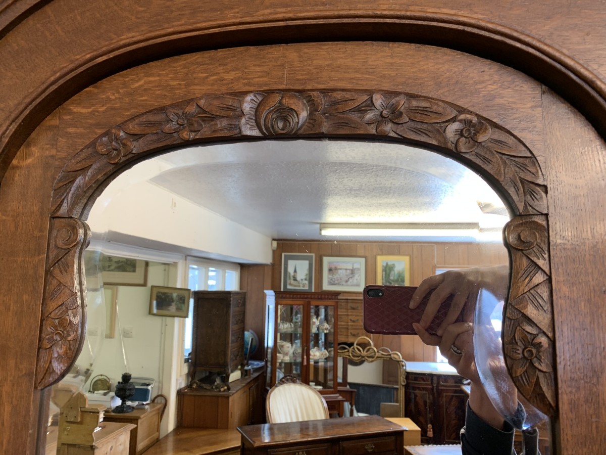Fantastic Quality Antique Frenc Carved Oak Mirrored Door Armoire/wardrobe - Image 13