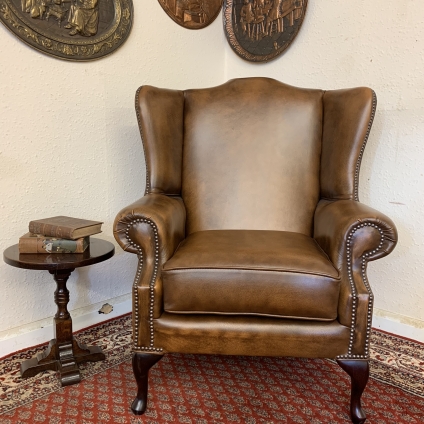Outstanding Quality Antique Brown Leather Chesterfield Wingback Armchair