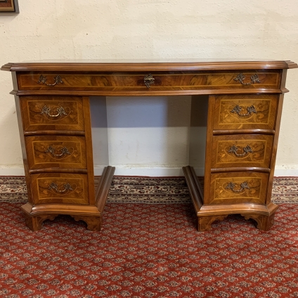 Stunning Shaped Marquetry Inlaid Walnut Desk