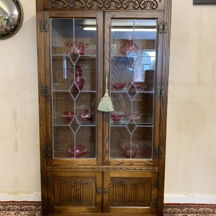 Fantastic Quality Carved Oak Old Charm Display Cabinet