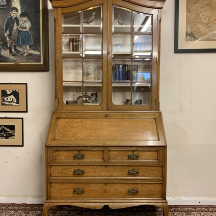 Outstanding Quality Antique Light Oak Bureau Bookcase/desk