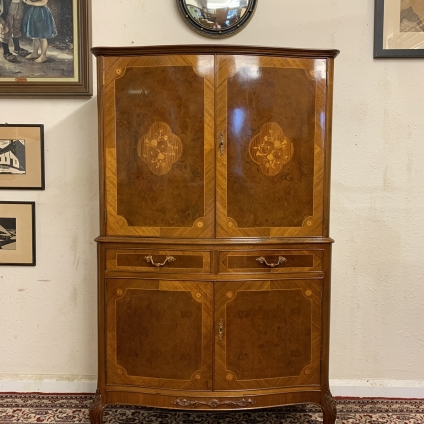 Stunning Epstein Of London Shaped Inlaid Walnut Cocktail Bar/cocktail Cabinet