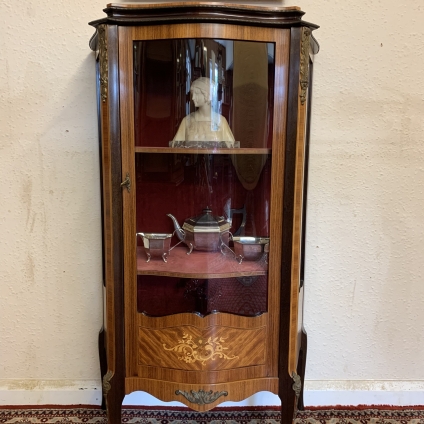 Fabulous Quality French Walnut Marquetry Inlaid Glazed Display Cabinet/vitrine