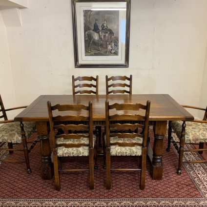 Fantastic Quality Royal Oak Refectory Table And Six Ladderback Chairs
