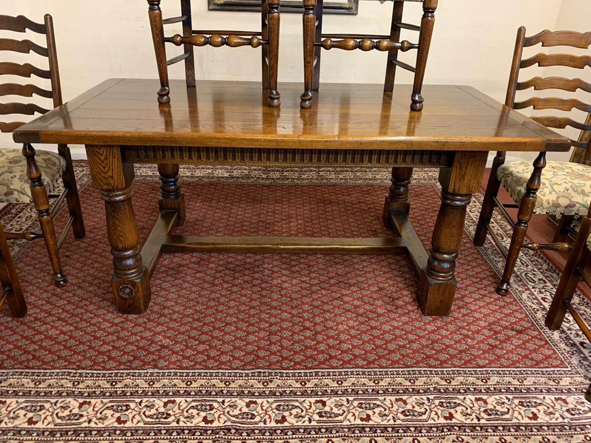 Fantastic Quality Royal Oak Refectory Table And Six Ladderback Chairs - Image 14