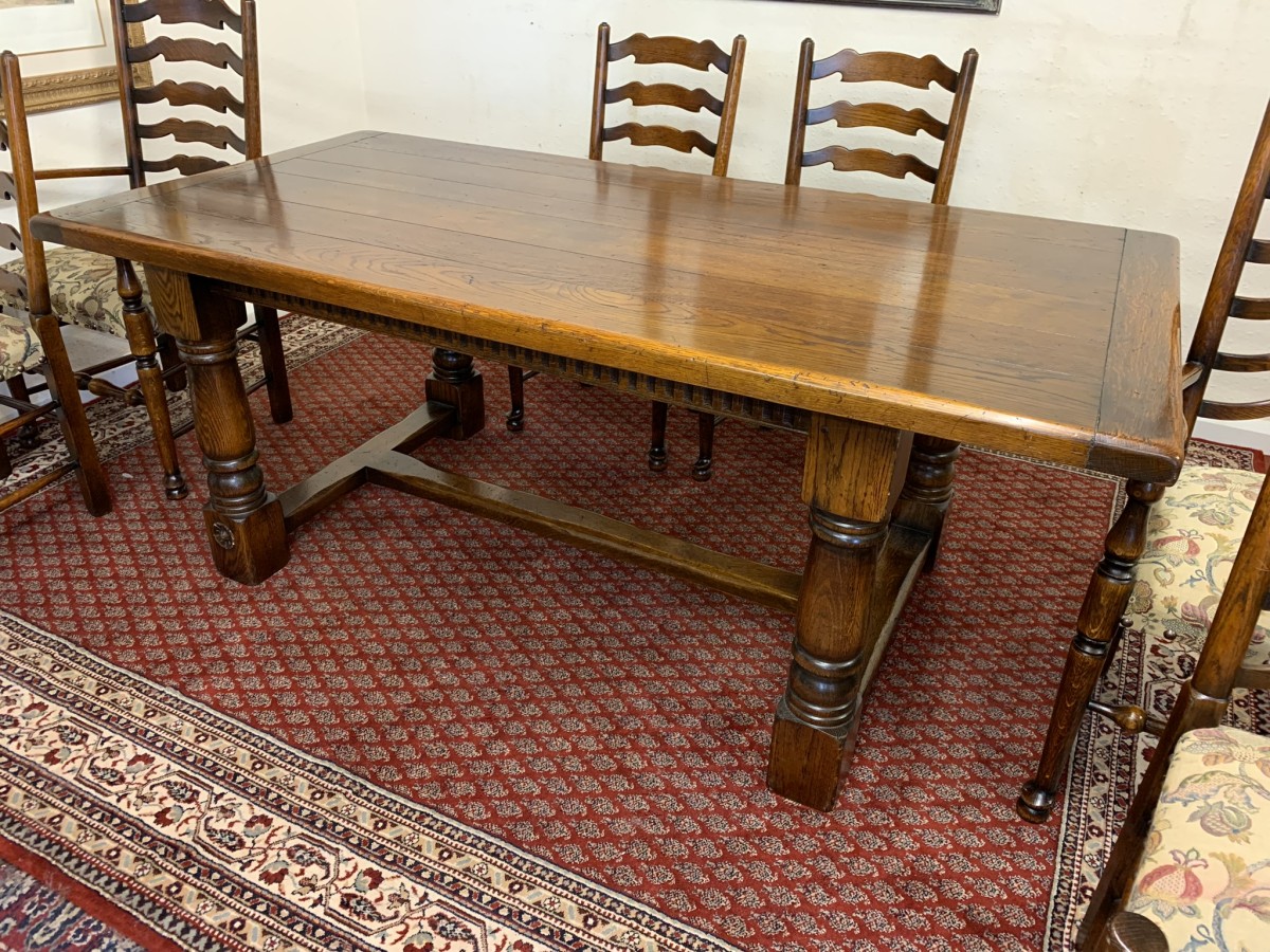 Fantastic Quality Royal Oak Refectory Table And Six Ladderback Chairs - Image 16