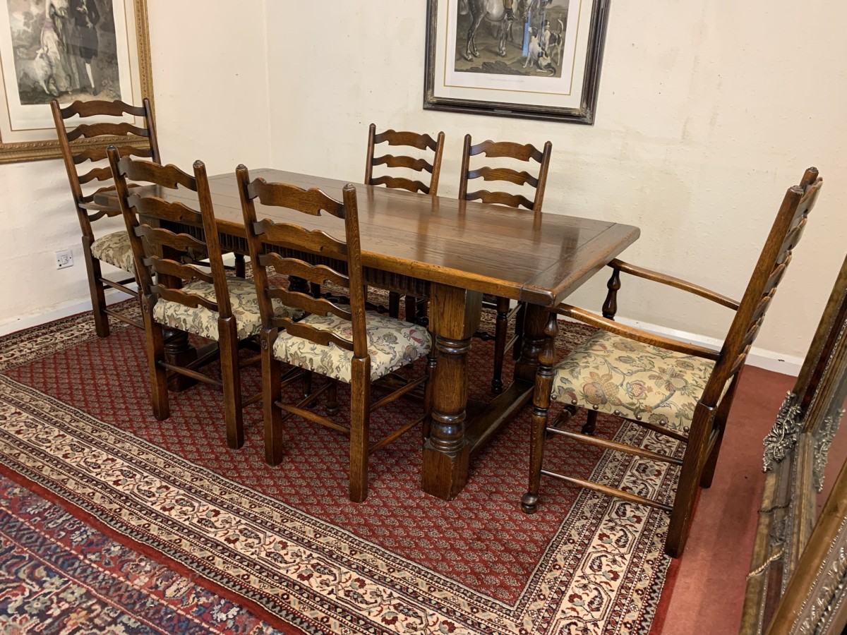 Fantastic Quality Royal Oak Refectory Table And Six Ladderback Chairs - Image 4