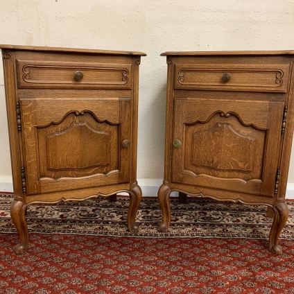 Fantastic Pair Of French Oak Bedside Cabinets