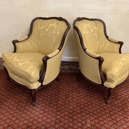 Fabulous Pair Of Antique French Carved Oak Armchairs/parlour Chairs Circa 1920