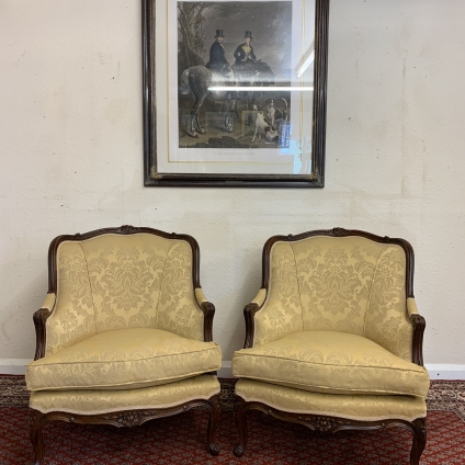 Fabulous Pair Of Antique French Carved Oak Armchairs Parlour Chairs