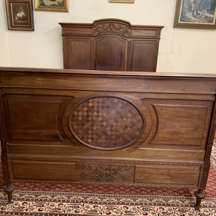 Outstanding Quality French Antique Carved Walnut Double Bed Circa 1900