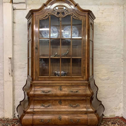 Outsatnding Quality Burr Walnut Bombedispaly Cabinet Circa 1930