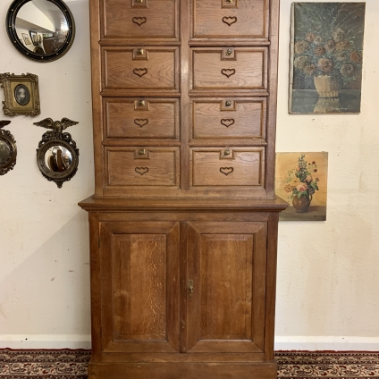 Fantastic French Oak Post Office Cabinet/cupboard Circa 1920